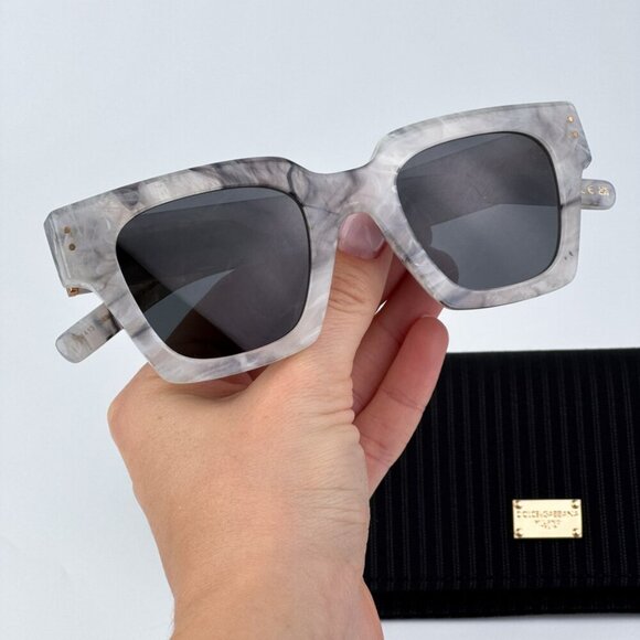 D&G DG4413 342887 BRAND NEW Sunglasses Grey Marble Grey Square Unisex